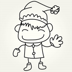 hand drawing cartoon happy christmas