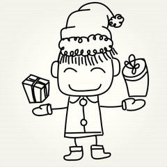 hand drawing cartoon happy christmas
