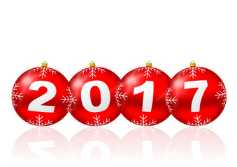 Happy new year 2017 vector illustration with christmas balls