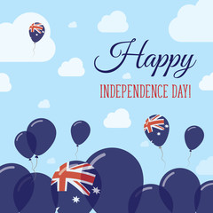 Australia Independence Day Flat Patriotic Design. Australian Flag Balloons. Happy National Day Vector Card.