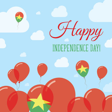 Burkina Faso Independence Day Flat Patriotic Design. Burkinabe Flag Balloons. Happy National Day Vector Card.