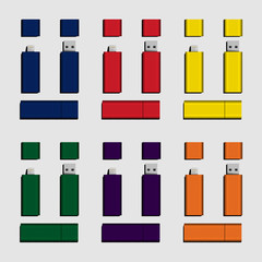 Vector colorful Micro USB and USB flash drive ready for you design
