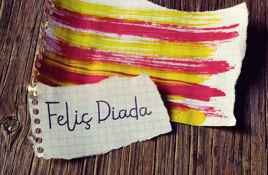 text Felic Diada, Happy National Day of Catalonia in Catalan