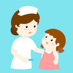 smiley nurse talk to girl vector