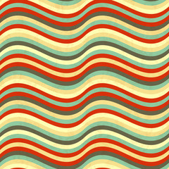 Waves in retro colours, abstract seamless pattern