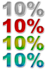 Percent 10 colorful icons symbols set JPEG