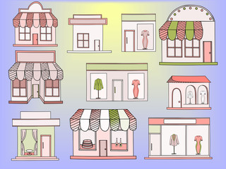 Store buildings vector