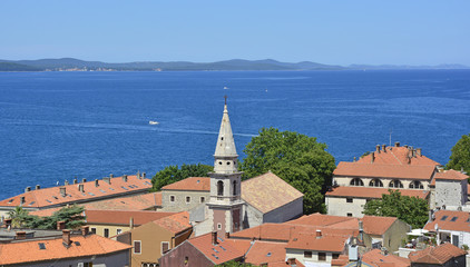 The historic coastal Croatian city of Zadar, viewed from the top of St Anastasia's Cathedral.

