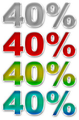 Percent 40 colorful icons symbols set JPEG