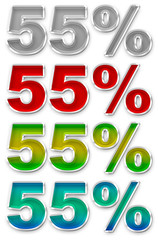 Percent 55 colorful icons symbols set JPEG