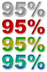 Percent 95 colorful icons symbols set JPEG