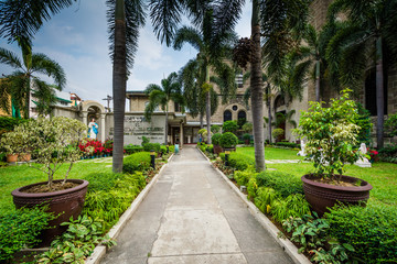 Gardens and walkway outside the Manila Cathedral, in Intramuros,