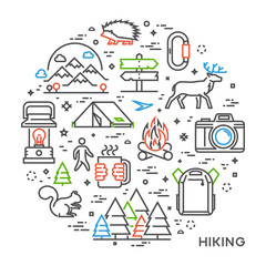 Obraz premium Vector line design concept for hiking