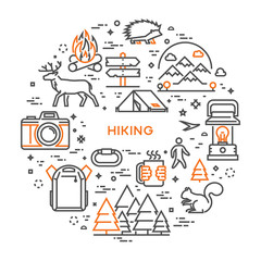 Vector line design concept for hiking