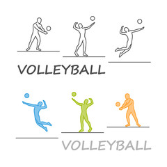  Vector silhouette of volleyball players