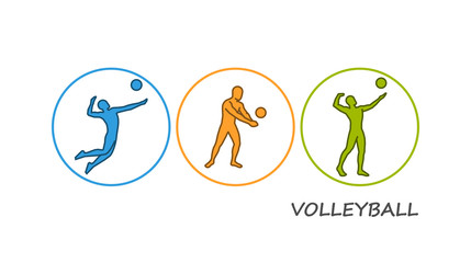 Vector silhouette of volleyball players.