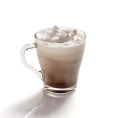 Cup of coffee with milk isolated on white