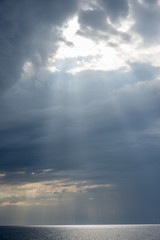 Sea landscape with bad weather and the cloudy sky