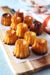 Homemade canneles bordelais. Focus selective