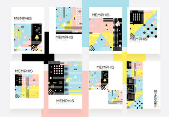 Modern brochure set in colorful memphis style