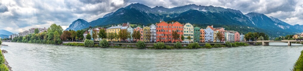 Inn river on its way through Innsbruck, Austria.