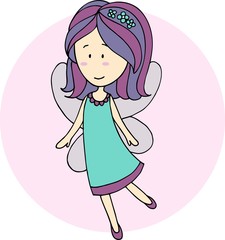 Hand drawn fairy girl