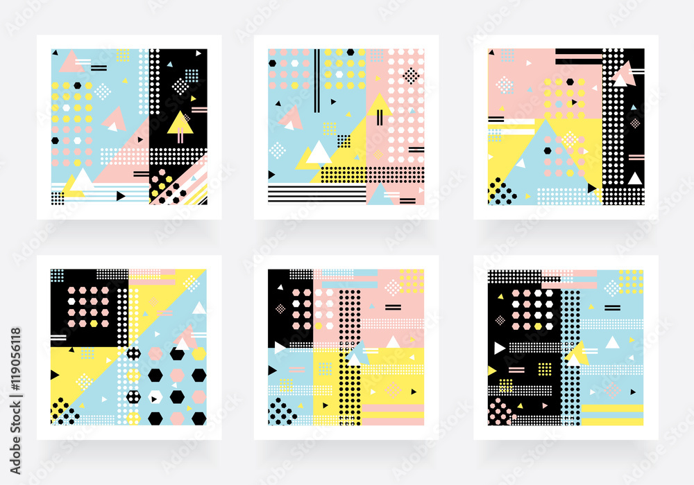 Sticker modern pop art memphis style background patterns