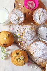 Raisin muffin and milk