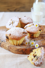 Raisin muffin and milk