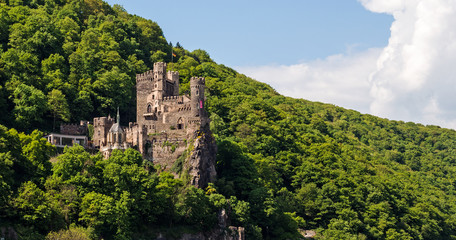 Fototapeta premium Landmark Rheinstein Castle in the famous Rhine Gorge north of Rudesheim, Germany