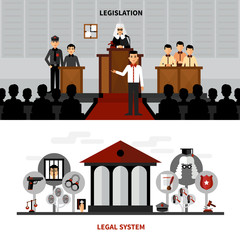 Legislation Law 2 Flat Banners Composition 