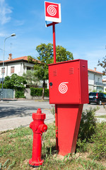 Fire hydrant and container for the fire hose, and fire workplace