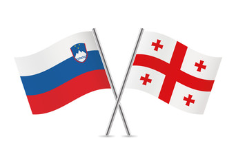 Slovenian and Georgian flags. Vector illustration.