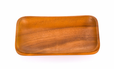Wooden tray on White Background