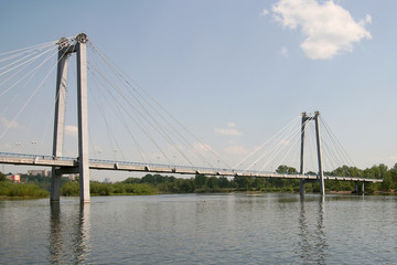 Fototapeta na wymiar Cable-stayed bridge over the Yenisei in Krasnoyarsk