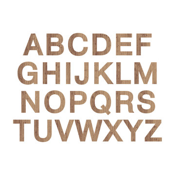Wooden alphabet for design. ABC vector wood  isolated letters. New nature old wood typography. Decorative wood font. Vector illustration.