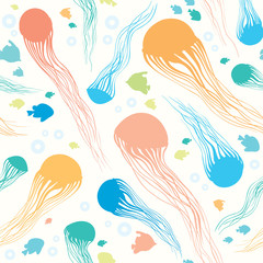 Fototapeta na wymiar Seamless pattern with jellyfish.