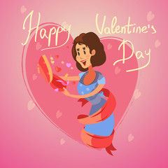 Valentine day retro cartoon