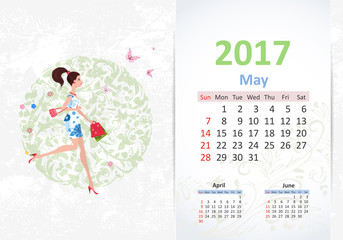 nice young woman walking with shopping bags. fun Calendar for 20