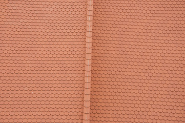 Closeuf of roof orange shingles