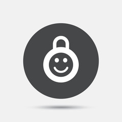 Child lock icon. Locker with smile symbol.