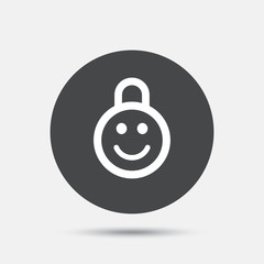Child lock icon. Locker with smile symbol.