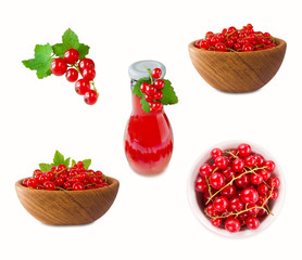 Red Currants isolated on white background. Ripe and tasty currants.
