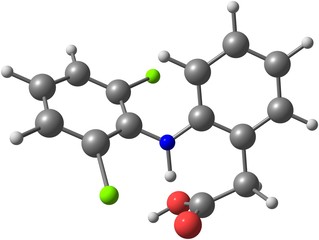 Obraz premium Diclofenac molecular structure isolated on white