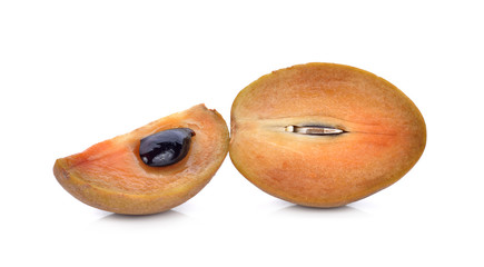 Sapodilla fruit on white background.