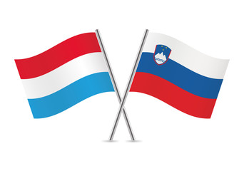 Luxembourg and Slovenian flags. Vector illustration.