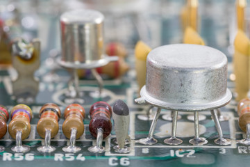 Closeup electronic hardware on the circuit board
