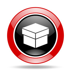 box red and black web glossy round icon