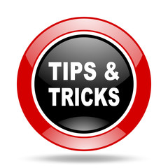 tips tricks red and black web glossy round icon