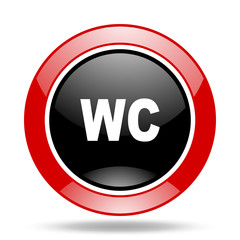 toilet red and black web glossy round icon
